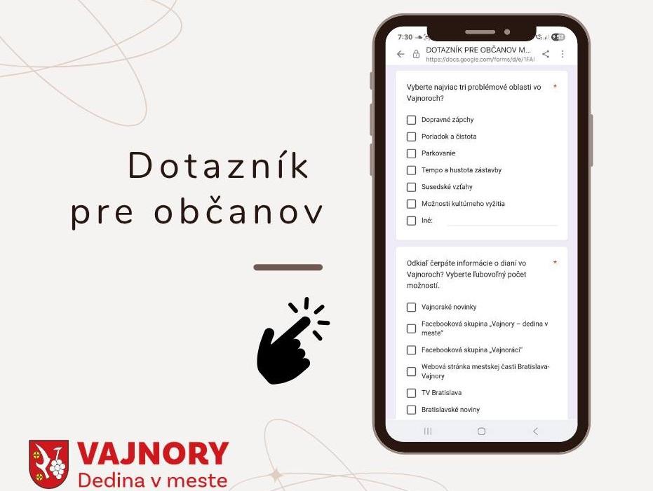 Dotazník pre občanov Mestskej časti Bratislava-Vajnory